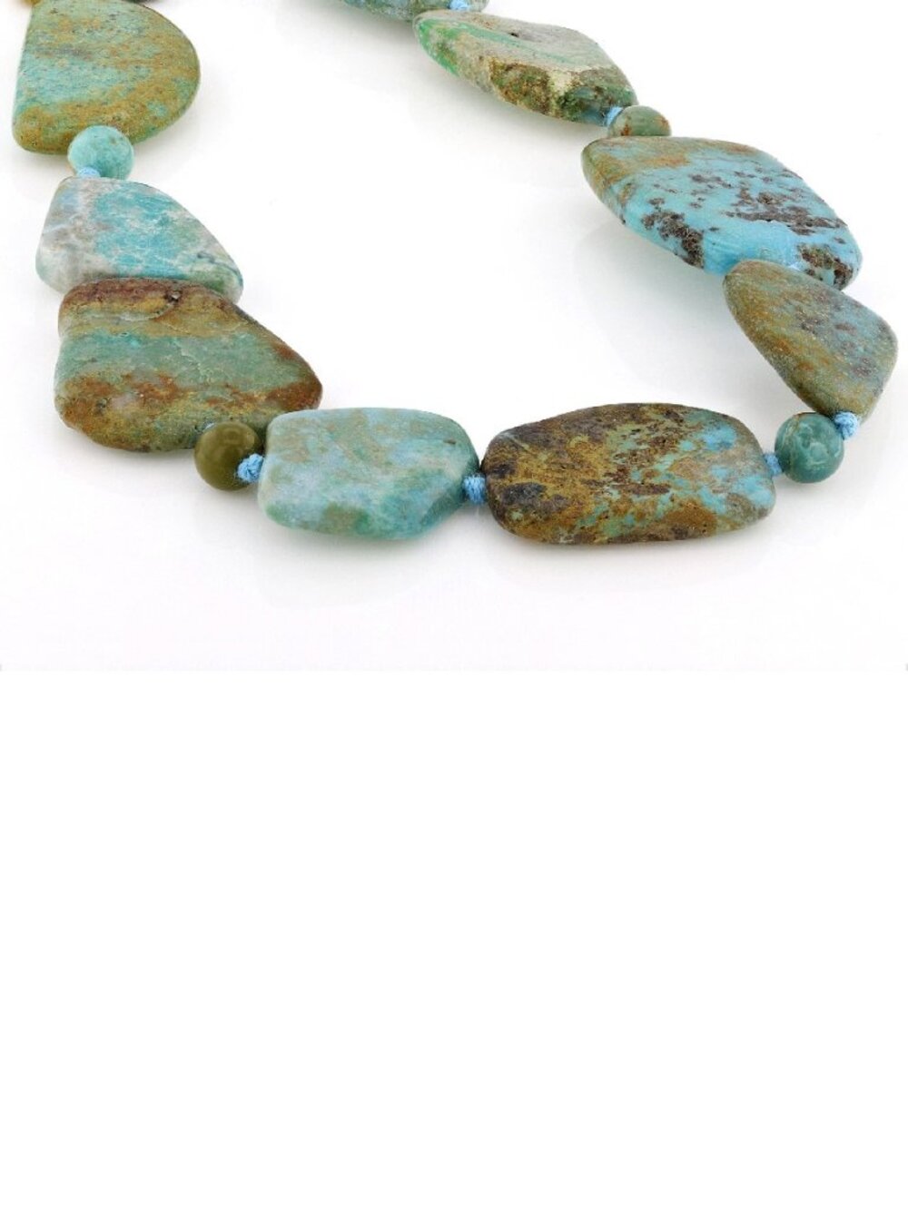 Mixed Green Turquoise Sterling Silver Beaded Necklace - new in box with tag - Picture 2 of 4